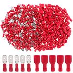 Rpi shop - Fully Insulated Male Female Spade Bullet Wire Connector, Electrical Crimp Terminals, (MDD 1-250, FDFD 1-250) Each 50 Pcs Each Pack of 100 Pcs (Red)