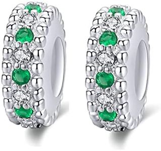 Rose Gold Spacer Rubber Charm Stopper Spacer Bead 925 Sterling Silver for Pandora Style Charm Bracelets (Green)