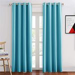 LE HAVRE Energy Saving 100% Blackout Curtains for Bedroom with 3 Layers weaving Technology, Pack of 2 Piece (52 x 108 inch-Cyan)