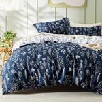 Bedsure Duvet Cover King Size - Reversible Floral Duvet Cover Set with Zipper Closure, Navy Blue Bedding Set, 3 Pieces, 1 Duvet Cover 104"x90" with 8 Corner Ties and 2 Pillow Shams 20"x36"