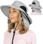 SUN CUBE Fishing Hat Sun Hat for Men, Women, Hiking Sun Hat with Neck Flap, Wide Brim, Chin Strap, Safari Summer Bucket Boonie Hat, UPF 50+ Outdoor Protection, Packable Breathable Mesh (Light Gray)