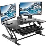 VIVO 91 cm Height Adjustable Stand Up Desk Converter, V Series, Quick Sit to Stand Tabletop Dual Monitor Riser Workstation, Black, DESK-V000V