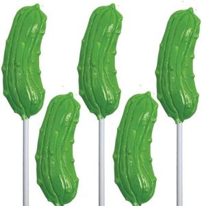 Melville Candy Sour Pickle Flavored Lollipops – Handcrafted Tangy & Sweet Novelty Hard Candy Lollipop Individually Wrapped Hard Candy Treats for Party Favors & Kids Gifts (5-count, Sour Pickle)