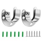 2 Pack Flange Rod Holder, Closet Rod Bracket End Supports Sockets Stainless Steel Pole Sockets for Wardrobe Shower Curtain (28mm/1.1 inch)