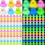 Deekin 240 Pcs Glow in The Dark Rubber Ducks Fluorescent Mini Rubber Ducks in Bulk Squeaky Bathtub Toys for Shower Pool Bath Toys Party Supplies Decoration Gift, 6 Colors (Cute Style)