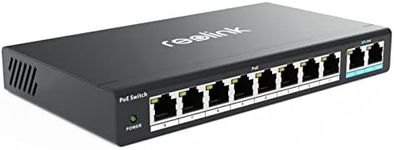 Reolink PoE Switch with 8 PoE Ports, 2 Gigabit Uplink Ports, Up to 120W Total for All PoE ports, Ideal NVR PoE IP Cameras, IEEE802.3af/at, Desktop/Wall Mount, RLA-PS1