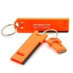 aZengear Survival Whistle with Flint Fire Starter Rod & Keyring - Loud, Pealess, Light, Thin, Waterproof - for Emergency, Hiking, Rescue, Safety, Dog Walking, EDC (Dark Orange)