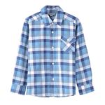 BIENZOE Boy's Flannel Button Down Long Sleeve Plaid Shirt Blue 5/6