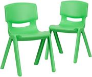 Flash Furniture Whitney 2 Pack Green Plastic Stackable School Chair with 13.25" Seat Height