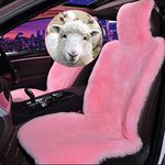 Altlue Real Genuine Sheepskin Seat Covers for Cars SUV Trucks Van RV Front Seats Sheepskin Car Seat Covers Sheepskin Auto Seat Covers Fuzzy Fleece Fur Car Seat Covers Universal Pink (1 Piece)