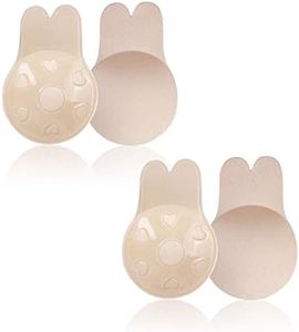 LICHUANUK Reggiseni Adesivi, Due Coppie Push Up Reggiseno Invisibile Copricapezzoli Silicone Senza Spalline Donna Bra per Sollevare e Migliorare i Seni, Comodo Riutilizzabile Impermeabile Traspirante