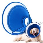 YUNXANIW Dog & Cat Recovery Collars, Soft Elizabethan Cone Collars for SurgeryBreathable Mesh Recovery Collar, Soft Adjustablet Dog Cones and Cat Cones for After Surge (S, BLUE)