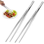 2Pcs Stainless Steel Kitchen Tweezers, 12-Inch Culinary Fine Tweezer Tongs Food Tongs for Cooking Tongs with Precision Serrated Tips for Surgical & Sea Food (12-Inch/30CM)