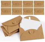 Mocraft 25 Mini Envelopes with Cards Vintage Mini Kraft Paper Envelopes Blank Cards Small Letter Envelopes with Heart Closure for Gift Cards DIY Thank You Cards