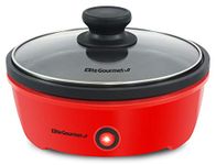 Elite Gourmet EGL-6101# Personal Stir Fry Griddle Pan, Rapid Heat Up, 650 Watts PFOA-Free Non-Stick Electric Skillet with Tempered Glass Lid, Red