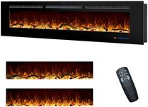 Rodalflame 60"/152.4cm Electric Fireplace Inserts, Recessed & Wall Mounted Fireplace Heater with 13 Flame & Fuel Bed for Indoor Use, Remote Control, Log &Crystal, Timer, Plug-in 220-240V
