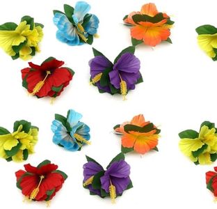 Oojami 18-Piece Hawaiian Luau Flower Hair Clip Set – Tropical Plumeria Hair Accessories for Girls & Women, Party Favors for Luaus, Beach, Birthdays, and Hula Dance