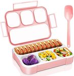 LandVK BPA Free Leak Proof Designed Plastic Lunch Tiffin Box for Kids, Men and Women for Office, School and Picnic with Spoon, 1000ml, Pink