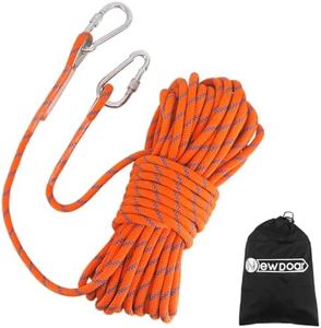 NewDoar Climbing Rope 8(5/16in),10mm (3/8in), High Strength Accessory Cord Rope with 2 Steel Hooks, for Outdoor Rescue Rappelling Rope Down Cliffs ledges Safety Escape Tow Strap Equipment(Orange)