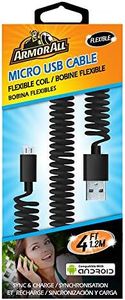 Armor All AAS8-0102-BLK Black 4' Micro USB Cable Coil