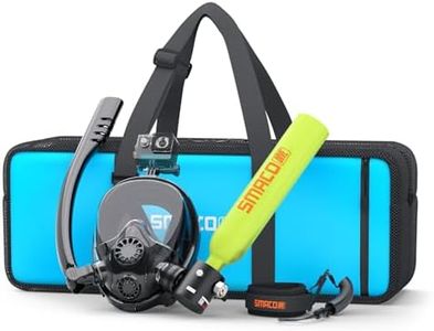 SMACO Mini Scuba Tank with Snorkel Mask 0.5L Portable Small Diving Tank with Full Face Diving Mask Reusable DOT Certified Pony Bottle Diving Cylinder Kit for Snorkeling Recreational Diving S300Plus
