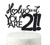 veegood 21 Birthday Cake Toppers-Black Glitter, Funny 21st Cake Topper for Men,21 Cake Topper For Women, 21st birthday decorations,21st Birthday Cake Topper Twenty one