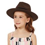 Wide Brim Fedora Hats for Kid Classic Panama Hat Show Best Xmas Gift for Boys Girls, Bo-coffee-bow, X-Small-Small