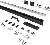 BARNSMITH 5FT Sliding Barn Door Hardware Track Kit with Door Handles Included, Low Clearance Aluminium Alloy Box Rail Barn Door Track,Sliding Door Hardware, Black (Door panel No Indued)