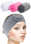 SINLAND Spa Headband for Women 3 Counts Adjustable Makeup Hair Band with Magic Tape,Head Wrap for Face Care Makeup and Sports