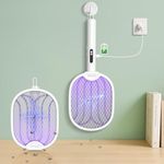 UN1QUE Foldable Mosquito Bat Rechargeable with UV Light Lamp, 2-in-1 Mosquito Racket, Electric Mosquito Killer Racket, 1200mAh Long-Lasting Battery, Rotatable Bug Zapper - White