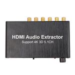 Microware HDMI Audio Extractor Separator 5.1CH 4KX2K Decoding Coaxial to RCA AC3 / DST to 5.1 Amplifier Analog Converter.