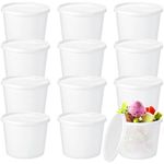 12 Pcs 1 Gallon Ice Cream Buckets with Lids 135 oz Round Plastic Bucket Food Storage Containers Cocktail Rum Buckets for Drinks Freezer Safe Ice Cream Tubs for Deli Soup Meal Flour (Light Color)