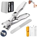 German Nail Clippers for Men and Ear Wax Removal Kit，2024 New Ultra Sharp Stainless Steel Nail Clippers for Thick Nails,Professional Anti-Splashing German Toenail Clippers for Seniors,File(Silver)