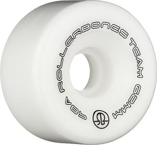 RollerBones Team Logo Recreational Roller Skate Wheels (Set of 8), White, 62mm