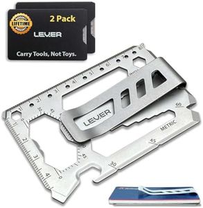 Toolcard Pro with Money Clip - 40 in 1 Credit Card Multitool Card - Sleek Minimalist Stainless Steel Wallet Card and Money Clip by Lever Gear (2, Silver)