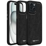 amazon basics Premium PU Leather Series with TPU Sides, Drop Protection | Camera Protecton, Back Case Cover for iPhone 15 6.1"- Black