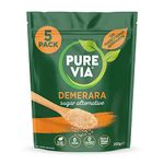 Pure Via Demerara Sugar Alternative with Erythritol and Stevia, vegan & keto friendly – 5 x 200g