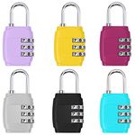 6 Pack Luggage Locks 3 Digit Combination Padlock Codes with Alloy Body for Suitcase Travel Bag Gym Shed Bike Locks