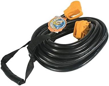Camco PowerGrip 50-Ft 30-Amp Camper/RV Extension Cord | Standard 30-Amp Male and 30-Female Connectors | Crafted of 10-Gauge Copper Wires w/Heat Resilient PVC Coating | Rated for 125V/3750W (55197)