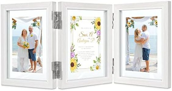 Afuly Cornice per Foto Collage 13x18 Legno Bianco Doppio Vetro 3 Immagini o 9x13 con Cornice Portafoto Multipla Galleggiante Rustica Moderna Decorativa Regalo per la Famiglia