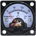 Baomain Analog Dial Panel Meter Voltmeter Gauge SO-45 AC 0-150V Round Black