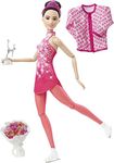 Barbie Winter Sports Ice Skater Brunette Doll (12 Inches) with Pink Dress, Jacket, Rose Bouquet & Trophy, Great Gift for Ages 3 and Up