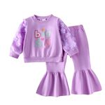 Toddler Baby Big Sister Brother Tracksuit Outfit Girls Boys Little Sis Bro Matching Pants Set Sweatshirt + Sweatpants Clothes (2-3 Years, H-big sis-Purple)