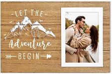 ElegantPark Engagement Gifts for Couples Picture Frame Wedding Gifts for Couple Engagement Gift for Him Her Romantic Engaged Gifts Let The Adventure Begin 4X6 Photo Frame Wood