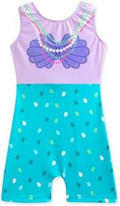 HOZIY Girls Leotards for Gymnastics 3t 4t Pearl Shell Leaf Biketard Shorts Tumbling Outfits Sparkly Shiny Purple Green