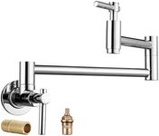 iVIGA Wall Faucet, Pot Fillers Wall Mount for Kitchen, Solid Copper Chrome Pot Filler Single Hole Folding Faucet with Double Joint Swing Arm Pot Filler Over Stove