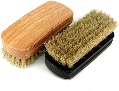 Dohuge Shoe Shine Brush with Hog Hair Bristles for Boots, Shoes and Other Leather Care, Polish Applicator, Black and Light Brown