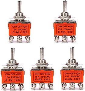 Ruimou/5Pcs Toggle Switch 3 Position 6 Pins 0N/OFF/0N Switch DPDT 15A 250VAC Suitable for Electrical Connections