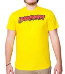 WWE Hulk Hogan Hulkamania Wrestling Adult T-Shirt, Yellow, XXL