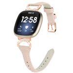 PaceBid Leather Strap Compatible with Fitbit Versa 4/Fitbit Versa 3/Fitbit Sense 2/Fitbit Sense Women Soft Slim Replacement Bands for Fitbit Versa 4/Fitbit Versa 3/Fitbit Sense 2/Fitbit Sense Apricot